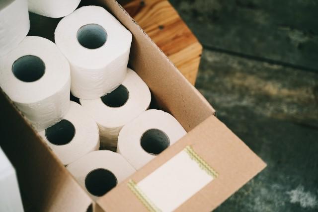 Toilet Paper packaged in a corrugated box